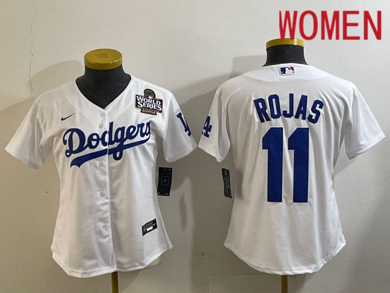 Women Los Angeles Dodgers #11 Rojas White Game 2024 Nike MLB Jersey style 1->women mlb jersey->Women Jersey